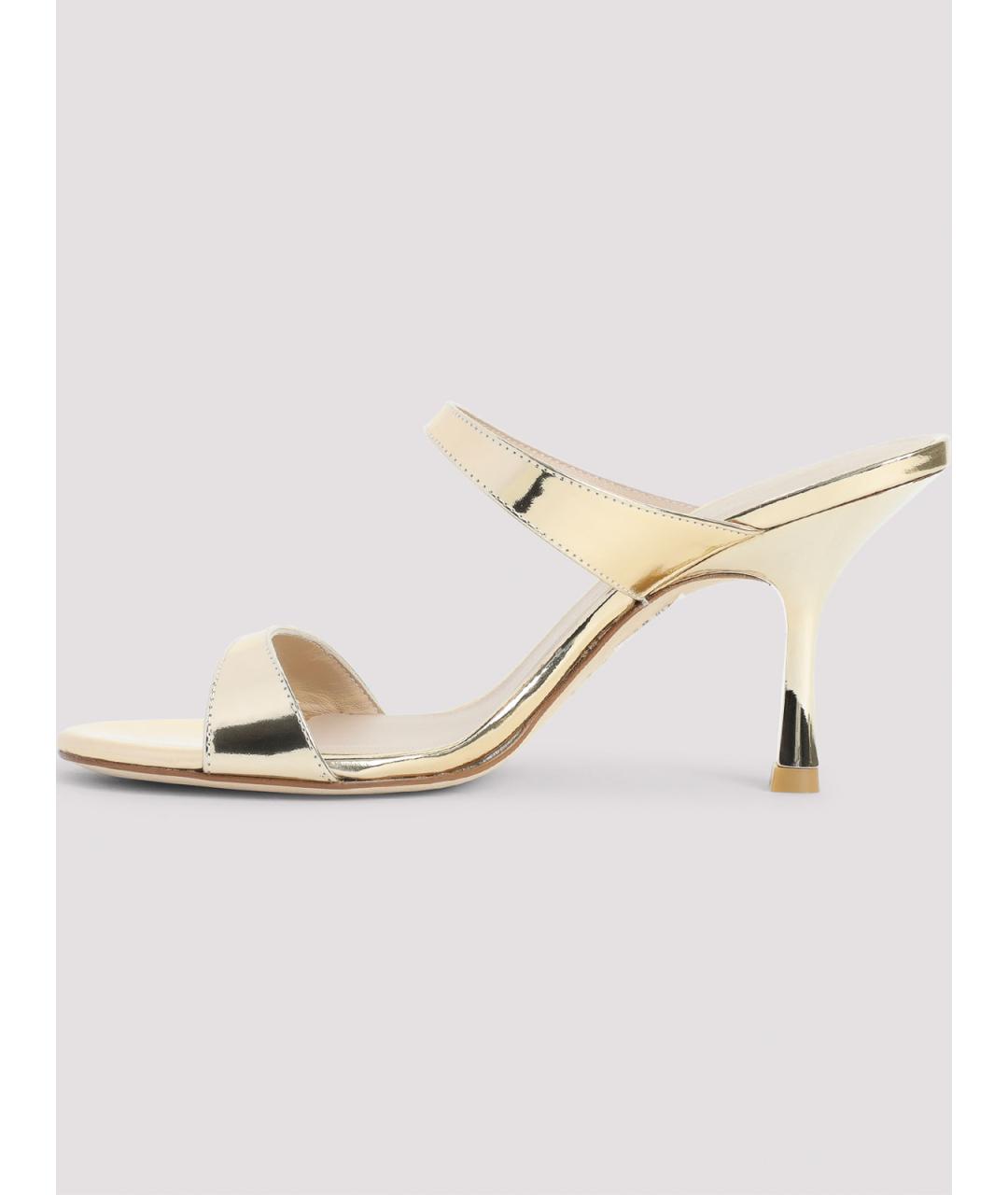 STUART WEITZMAN Золотые кожаные мюли, фото 2
