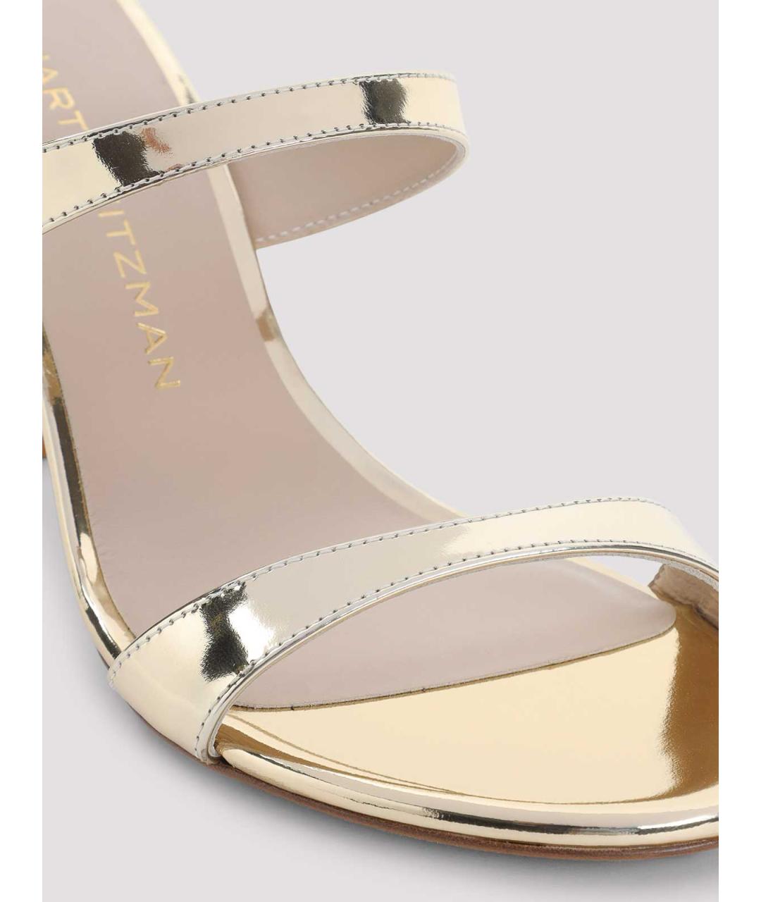 STUART WEITZMAN Золотые кожаные мюли, фото 4