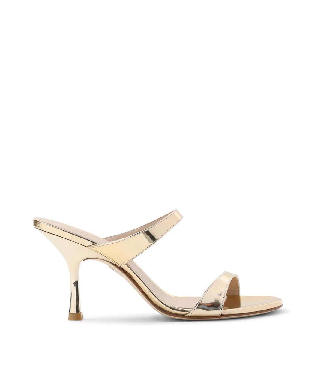 STUART WEITZMAN Золотые кожаные мюли, фото 1