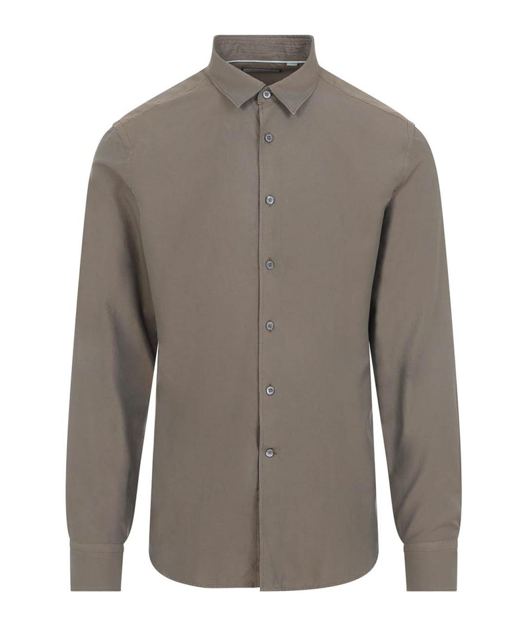 CANALI Коричневая хлопковая классическая рубашка, фото 1