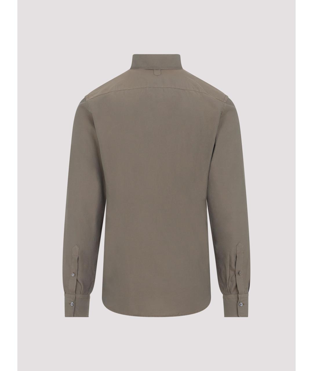 CANALI Коричневая хлопковая классическая рубашка, фото 2