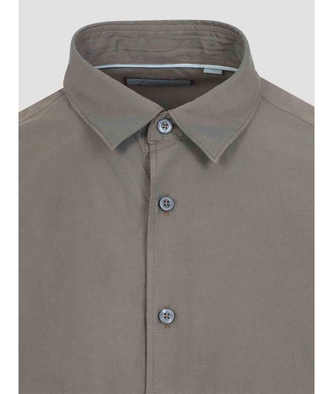 CANALI Коричневая хлопковая классическая рубашка, фото 3