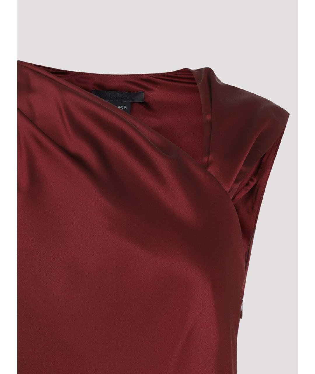 MAX MARA Бордовое шелковое повседневное платье, фото 3