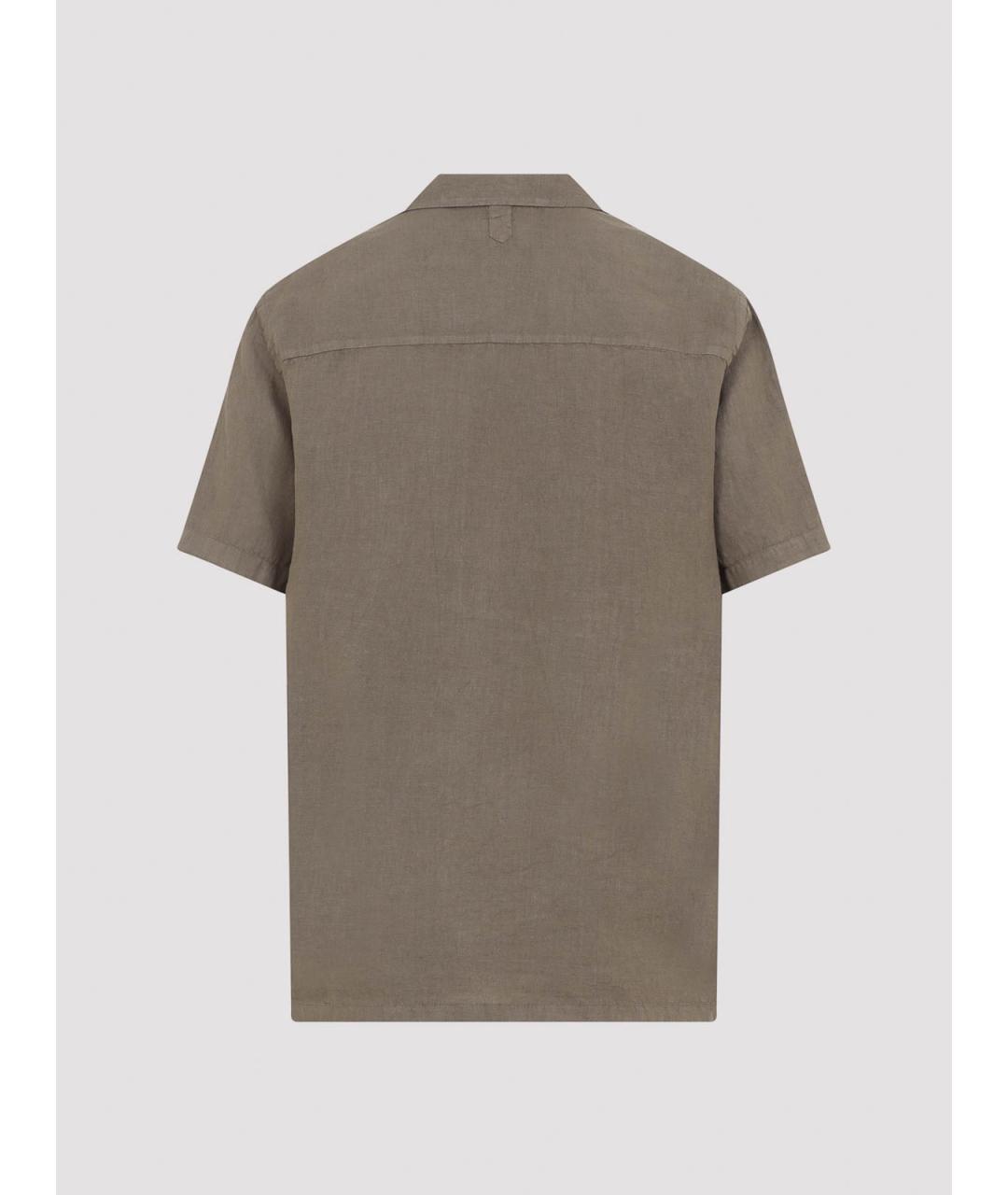 CANALI Коричневая льняная классическая рубашка, фото 2
