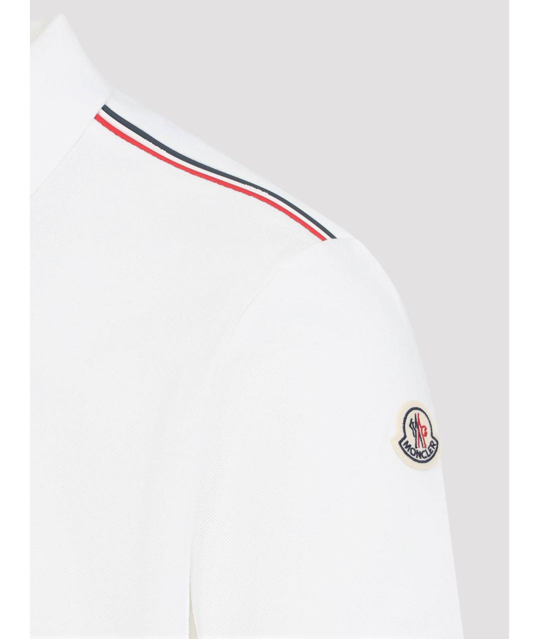 MONCLER Белое хлопковое поло с коротким рукавом, фото 3