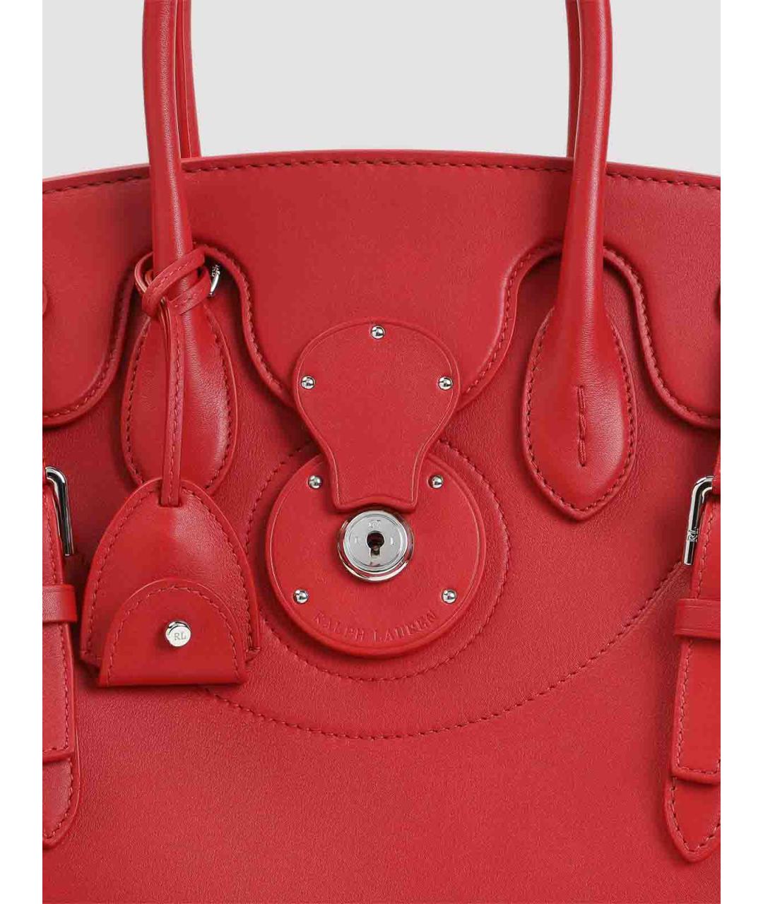 RALPH LAUREN Красная кожаная сумка тоут, фото 3