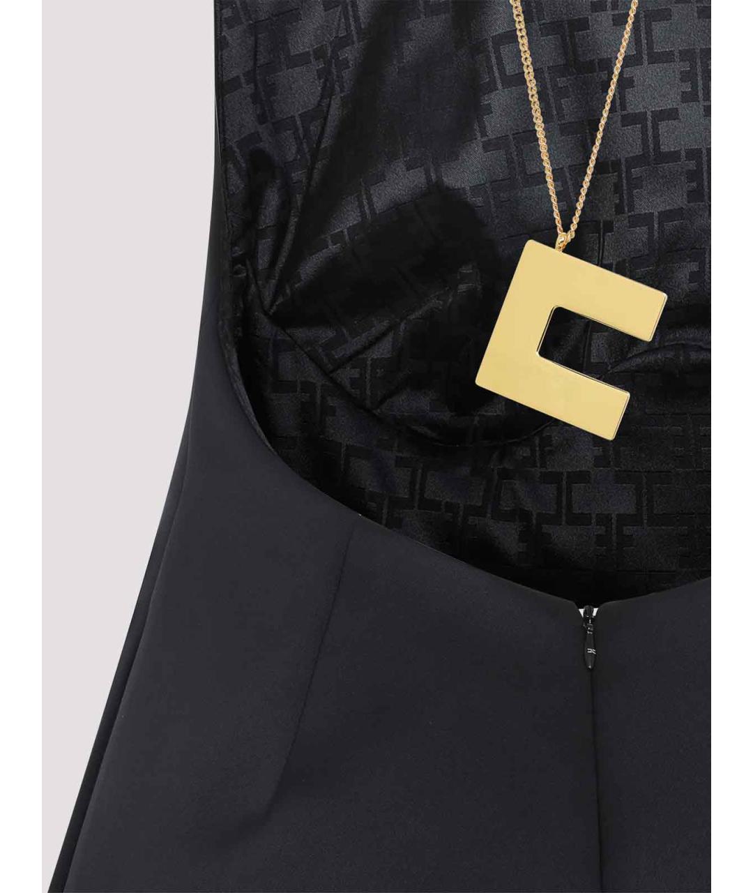 ELISABETTA FRANCHI Черное полиэстеровое коктейльное платье, фото 4