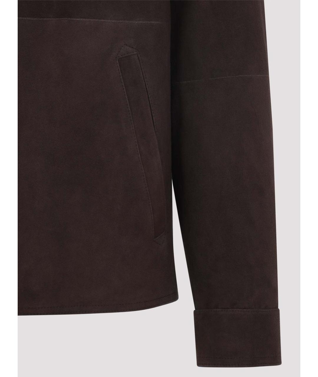 CANALI Коричневая кожаная куртка, фото 3