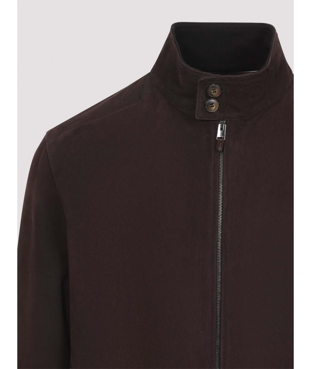 CANALI Коричневая кожаная куртка, фото 4