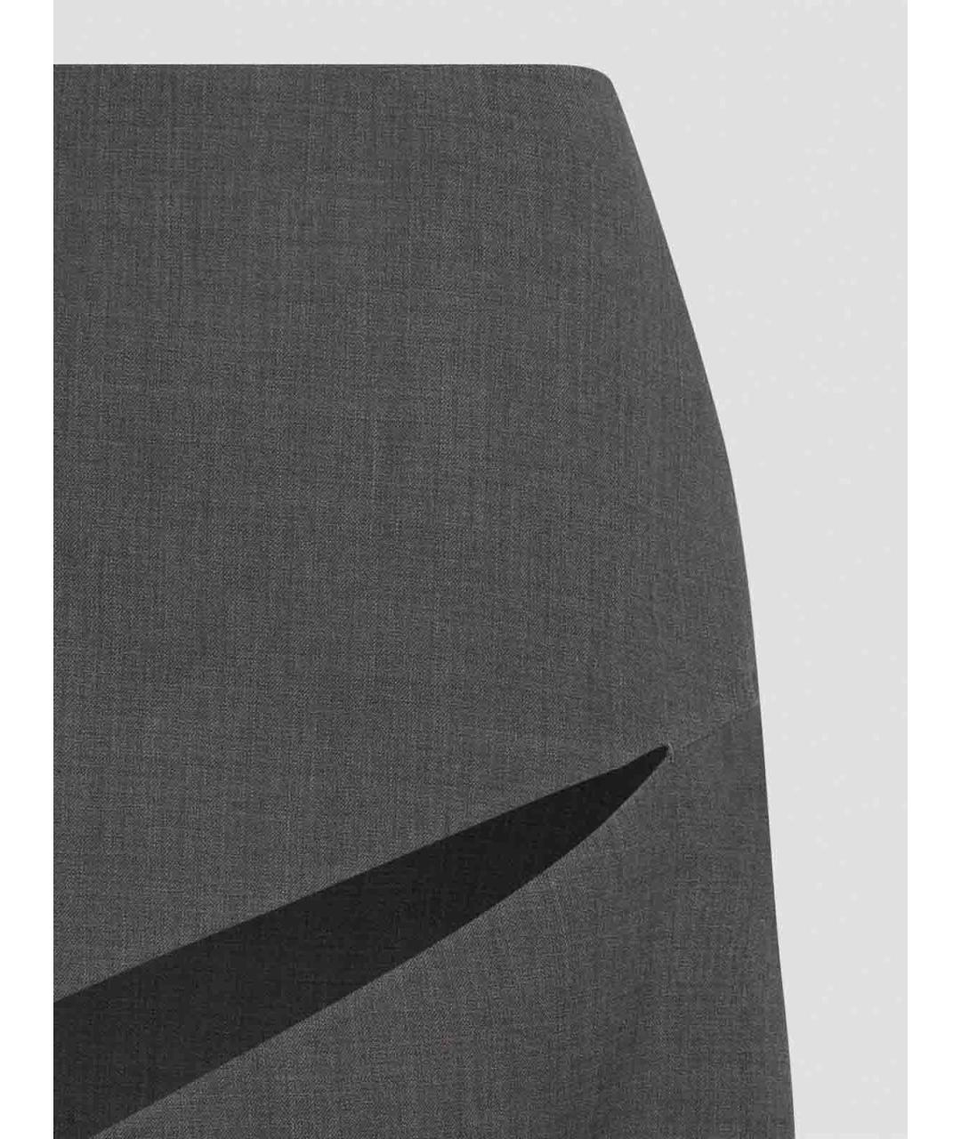 JIL SANDER Серая шерстяная юбка миди, фото 3