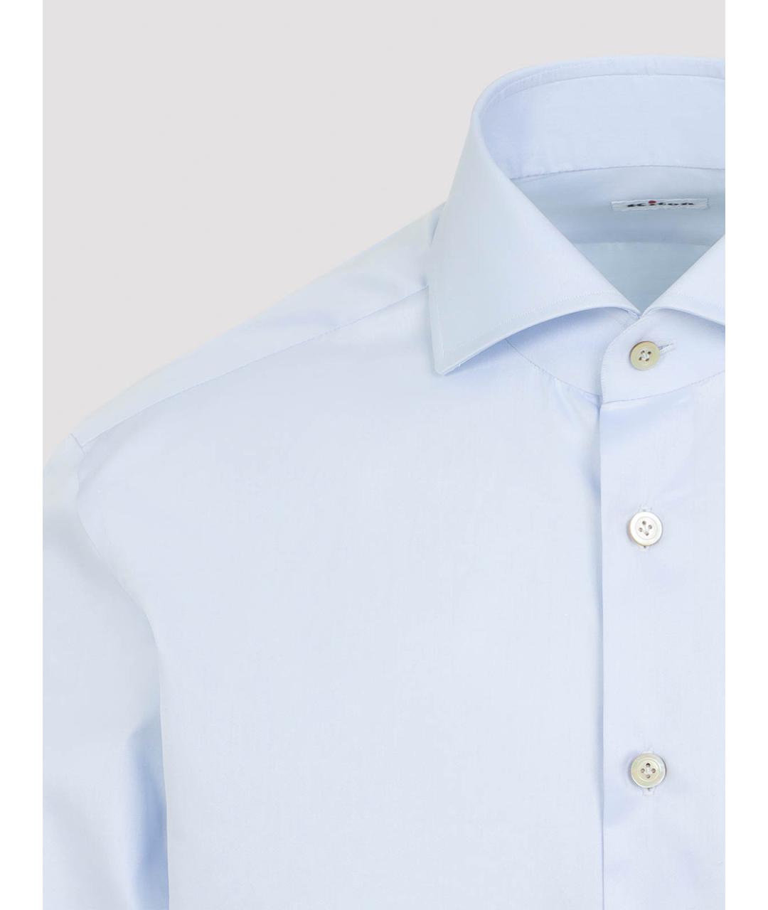 KITON Синяя хлопковая классическая рубашка, фото 3