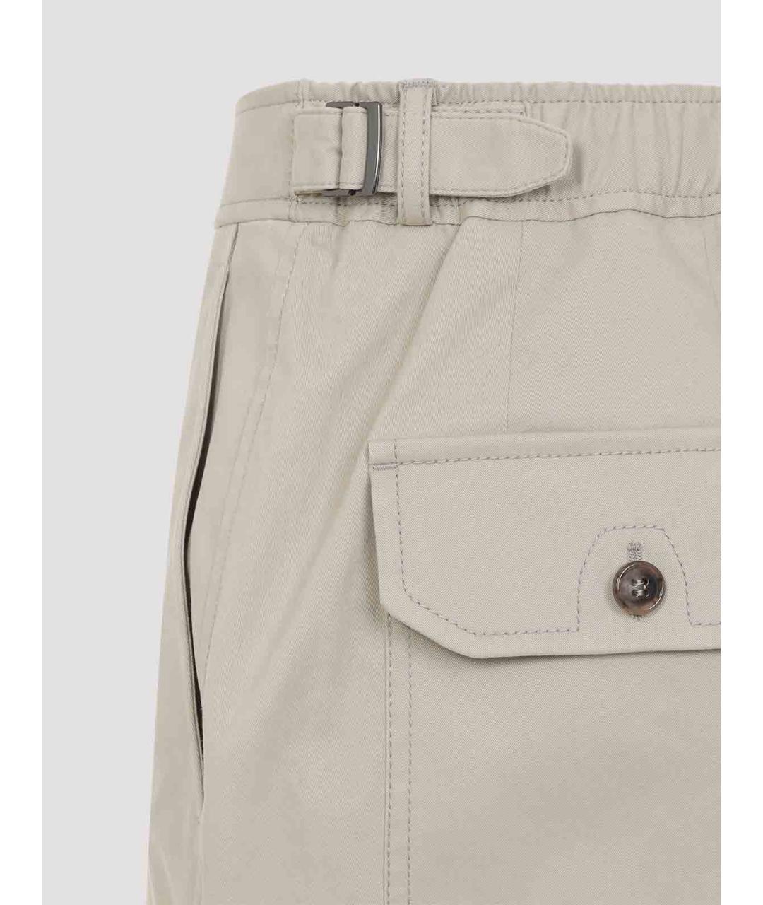 BRIONI Бежевые хлопковые повседневные брюки, фото 4