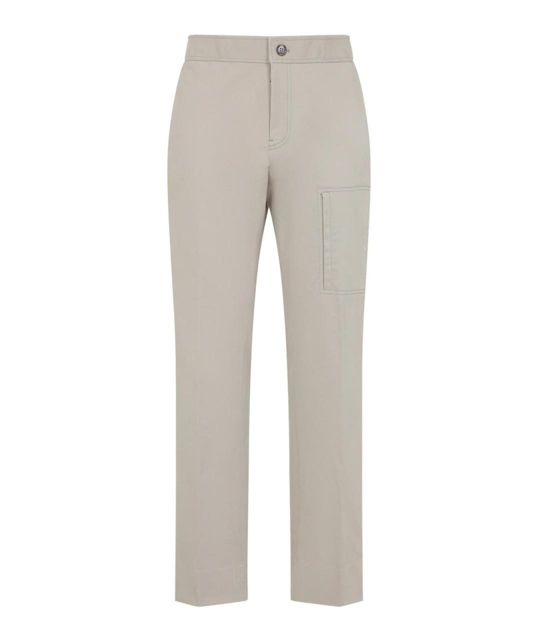 BRIONI Бежевые хлопковые повседневные брюки, фото 1