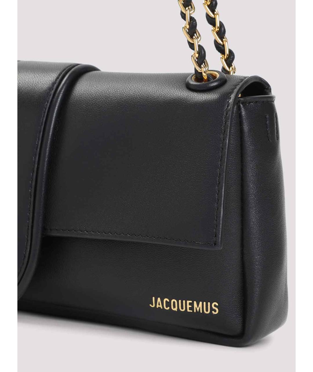 JACQUEMUS Черная кожаная сумка через плечо, фото 3