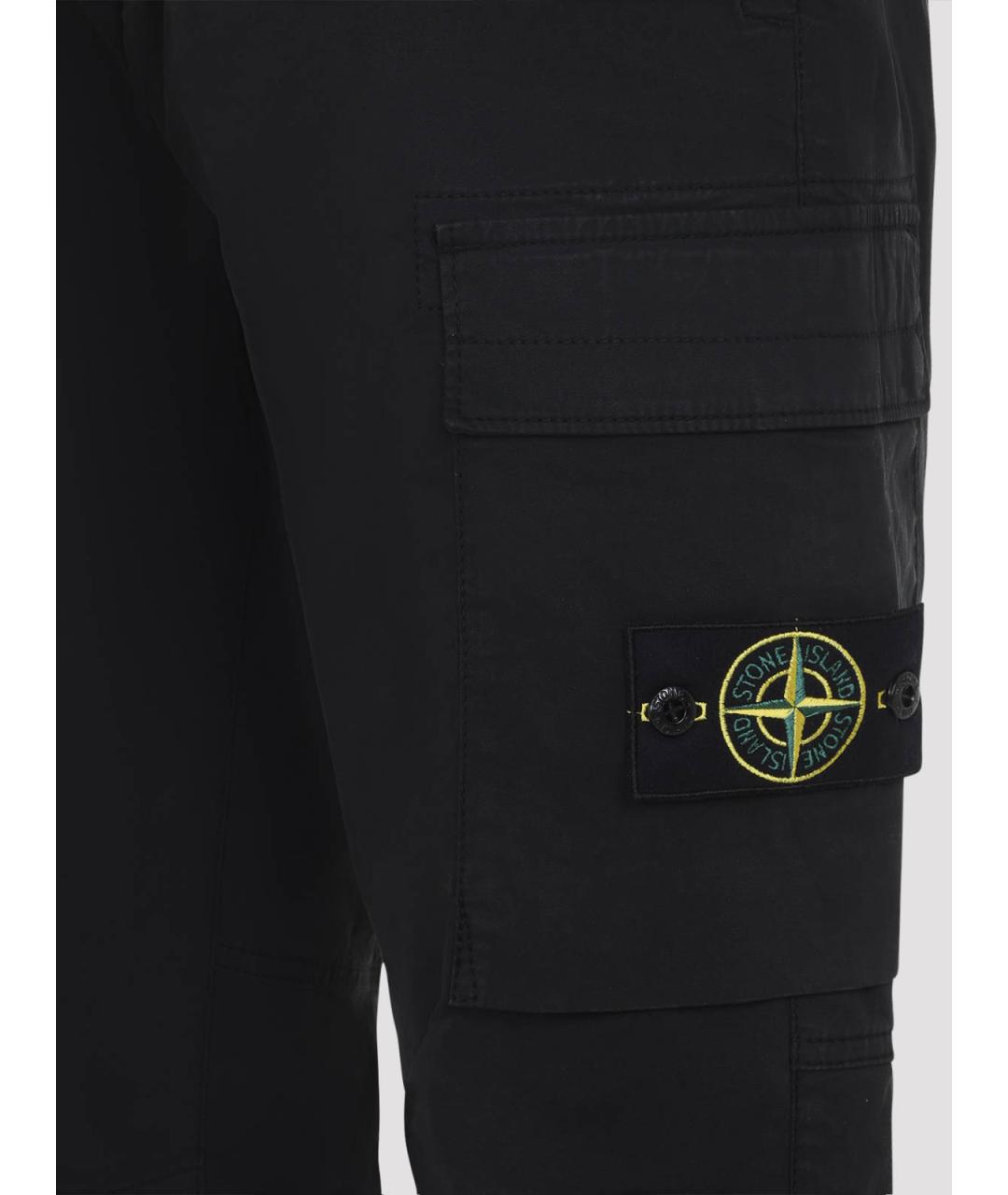 STONE ISLAND Черные хлопковые повседневные брюки, фото 3