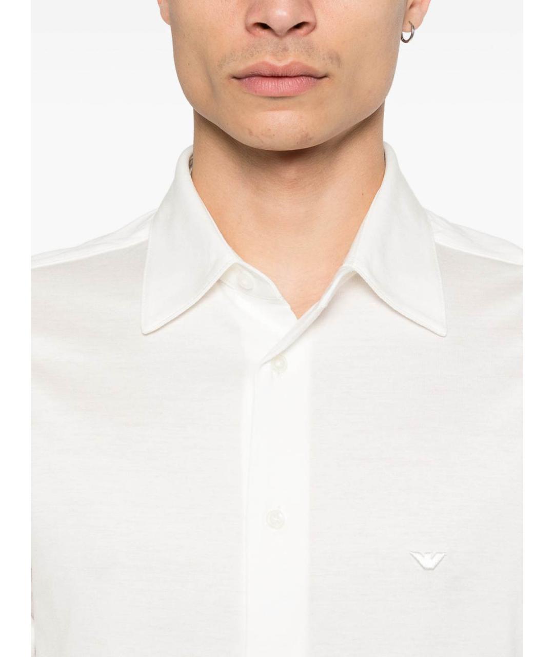 EMPORIO ARMANI Белая хлопковая классическая рубашка, фото 4