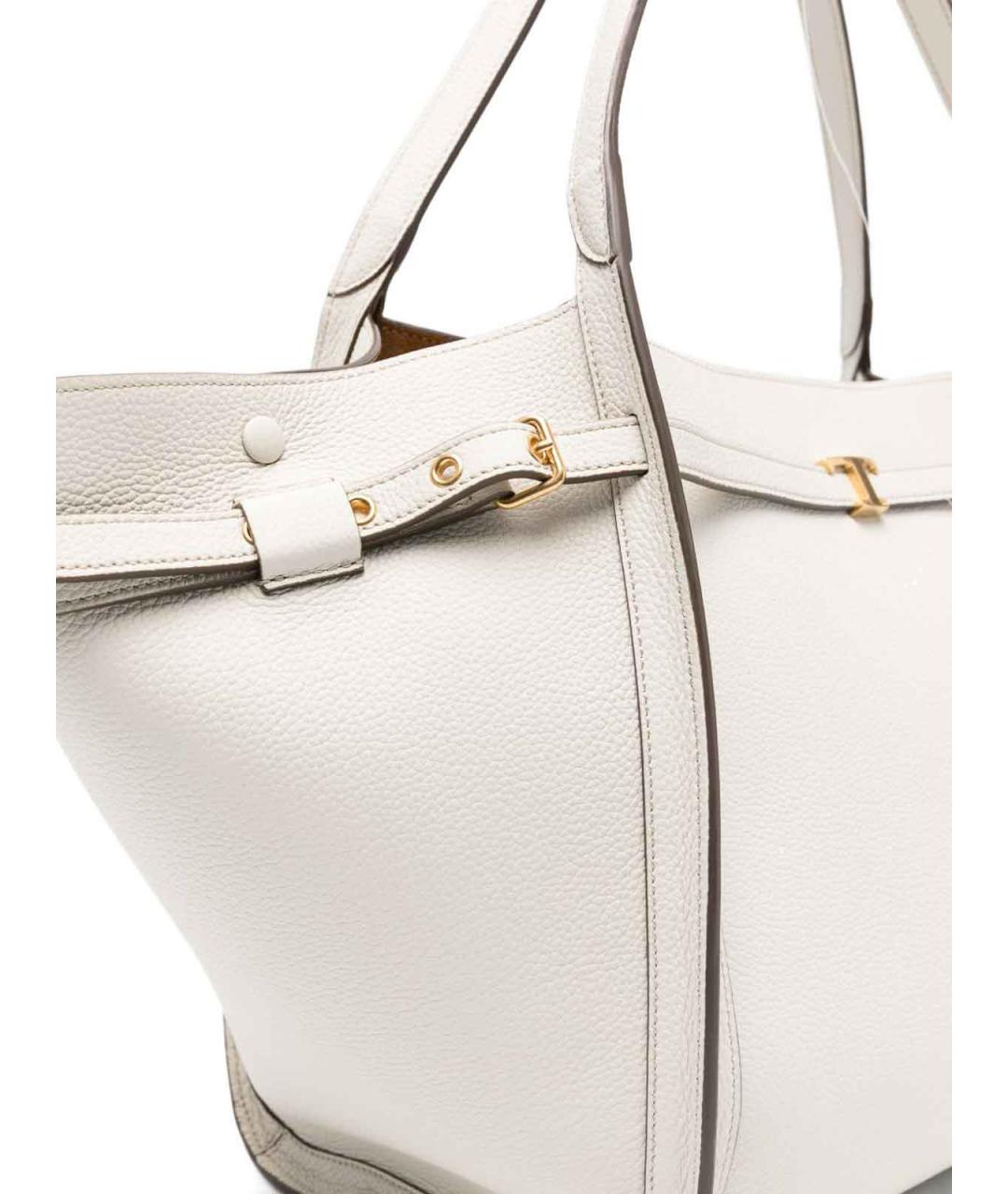 TOD'S Белая кожаная сумка тоут, фото 3