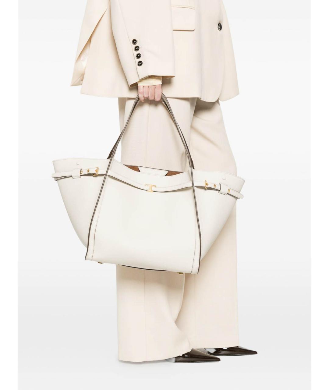 TOD'S Белая кожаная сумка тоут, фото 2
