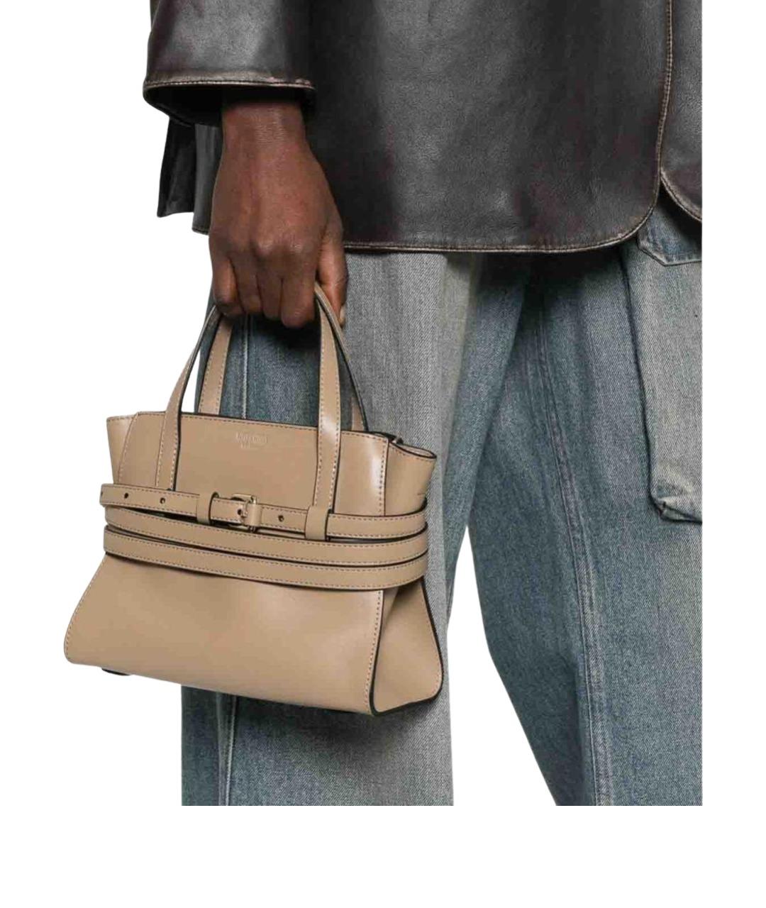 MOSCHINO Бежевая кожаная сумка через плечо, фото 2
