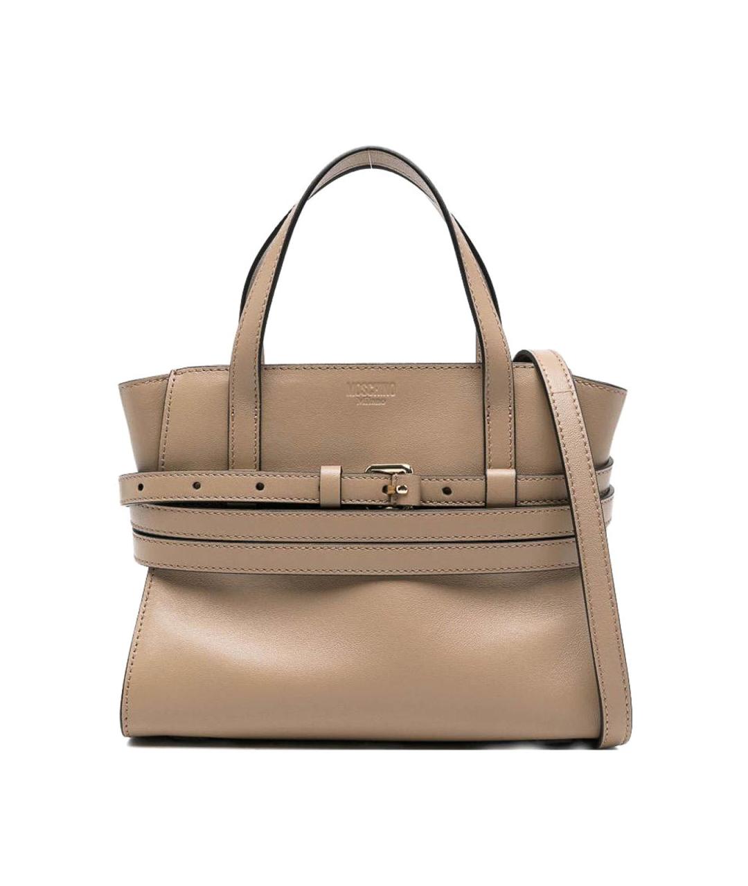 MOSCHINO Бежевая кожаная сумка через плечо, фото 1