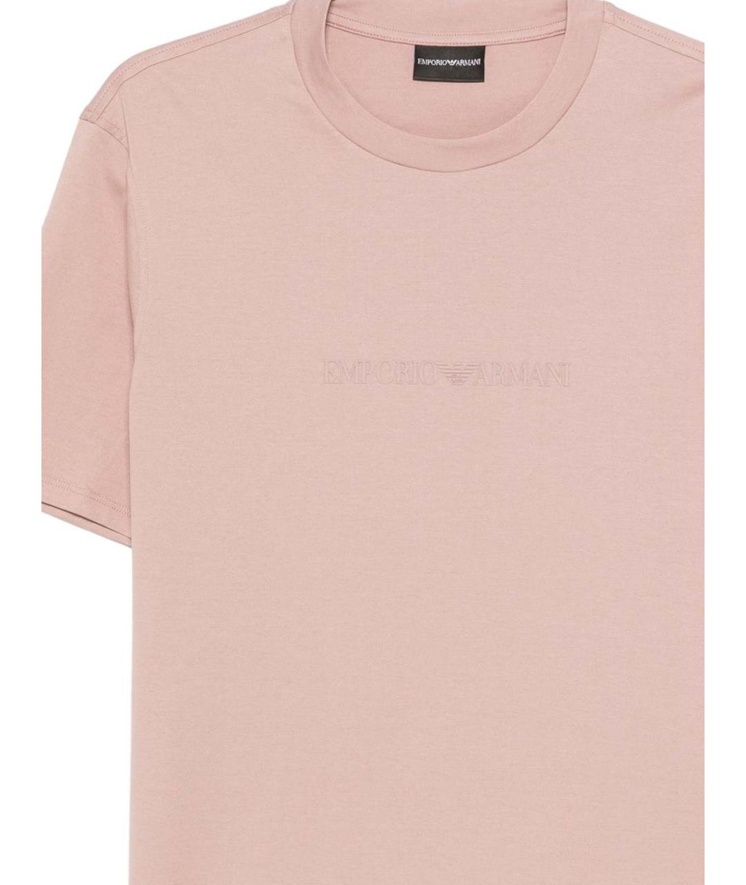 EMPORIO ARMANI Розовая хлопковая футболка, фото 2