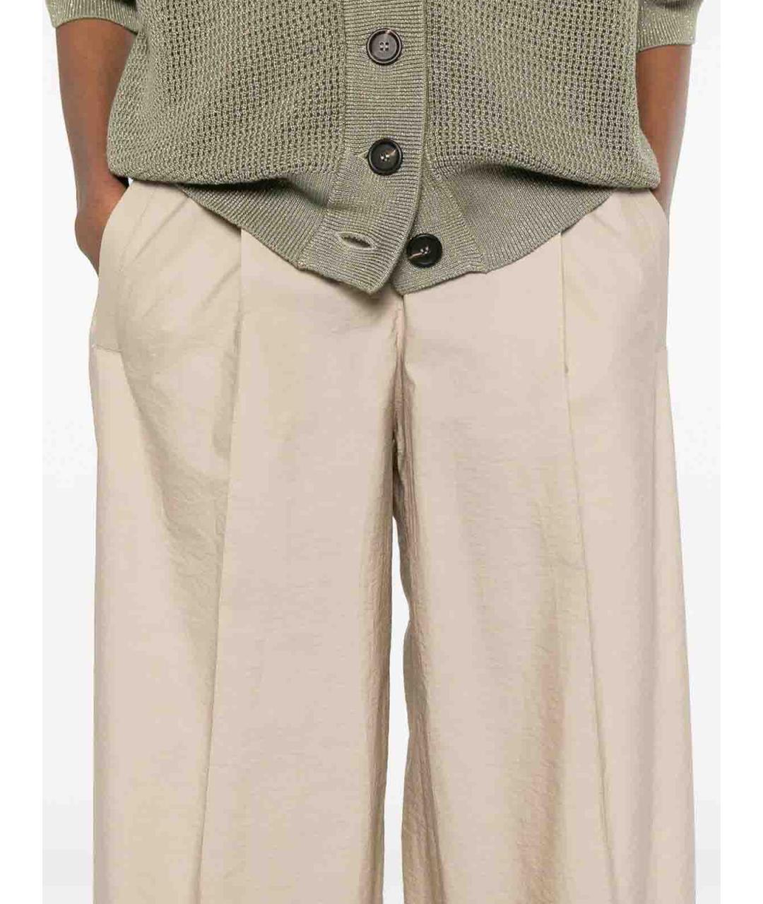 BRUNELLO CUCINELLI Бежевые хлопковые брюки широкие, фото 5