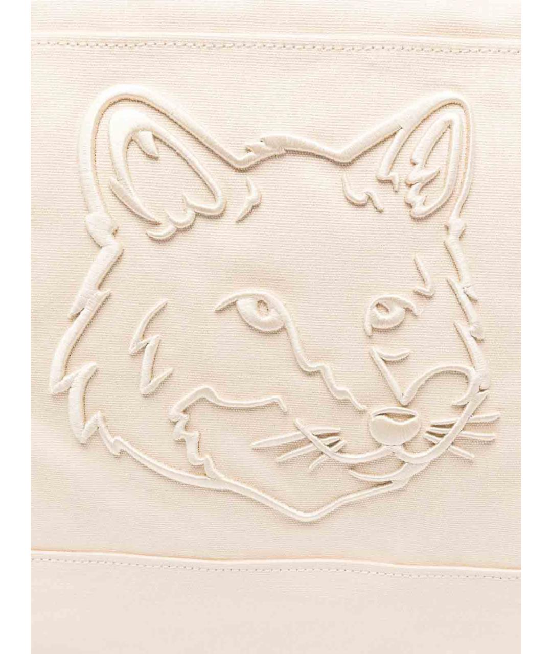 MAISON KITSUNE Бежевая тканевая сумка тоут, фото 3