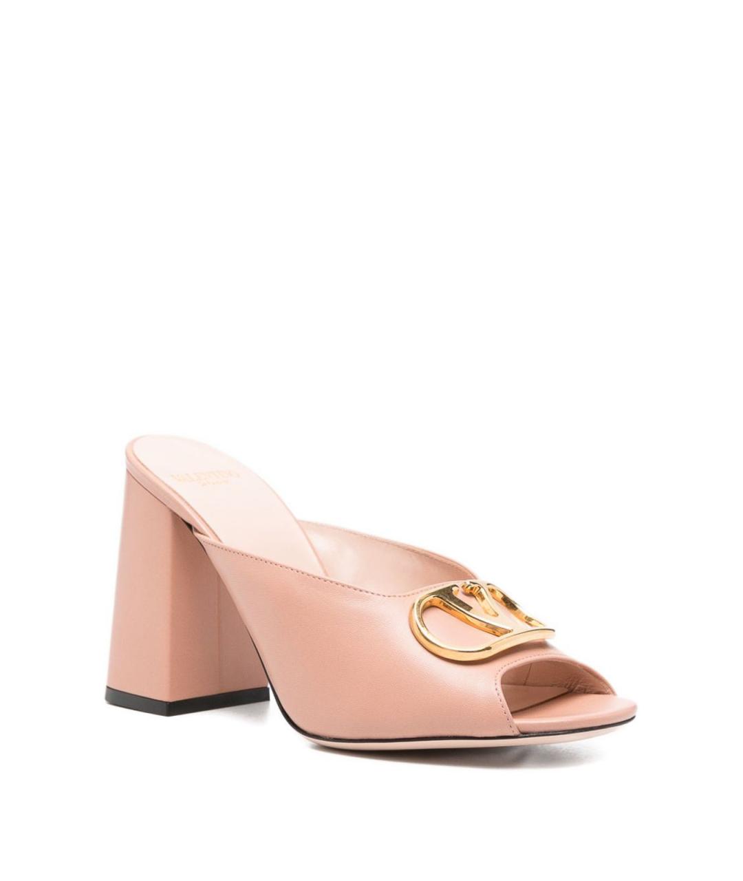 VALENTINO Розовые кожаные мюли, фото 2