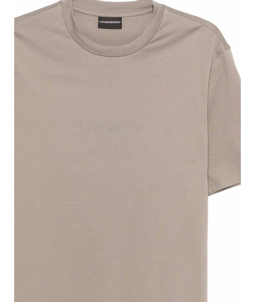 EMPORIO ARMANI Бежевая хлопковая футболка, фото 3