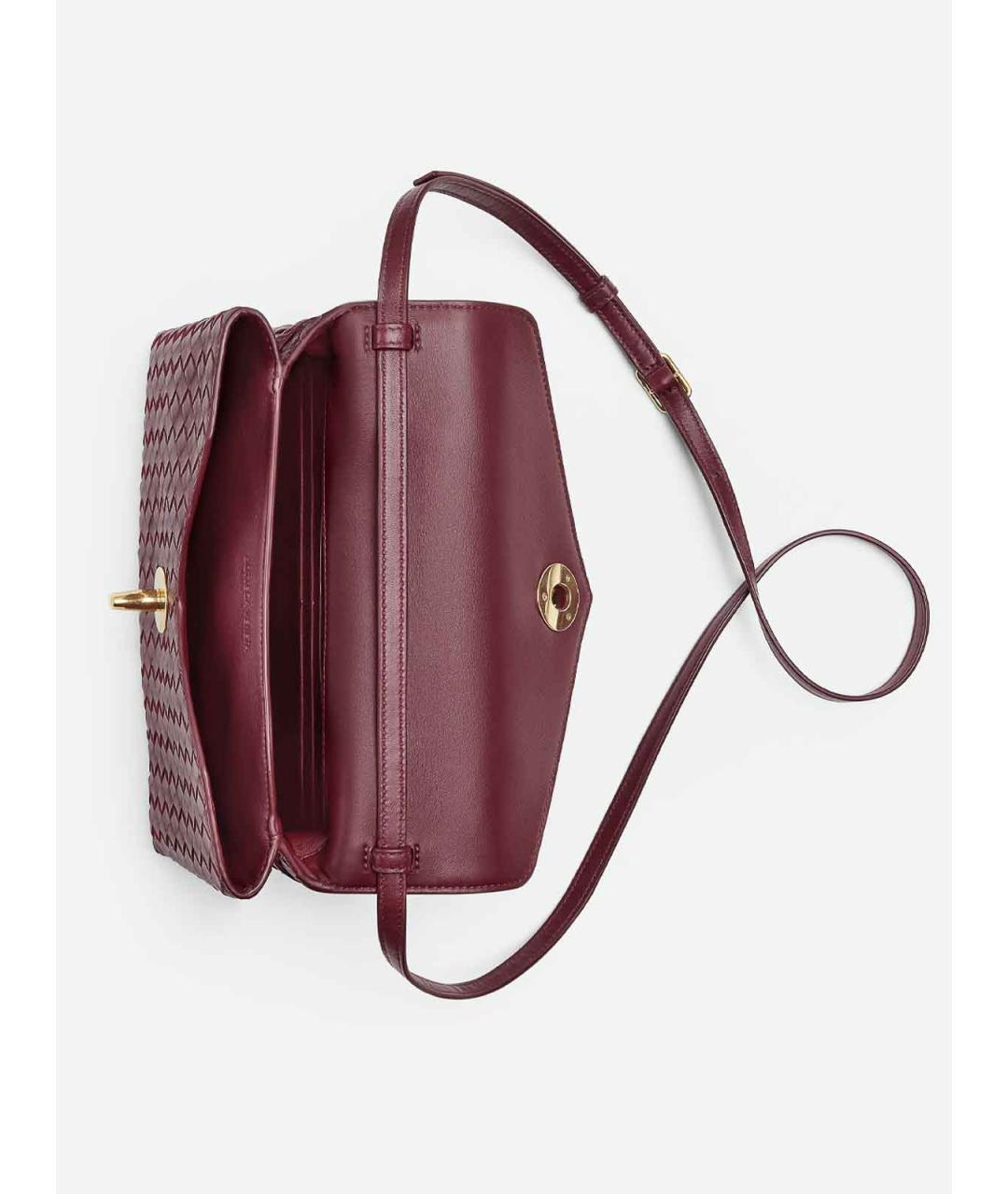 BOTTEGA VENETA Бордовая кожаная сумка с короткими ручками, фото 4