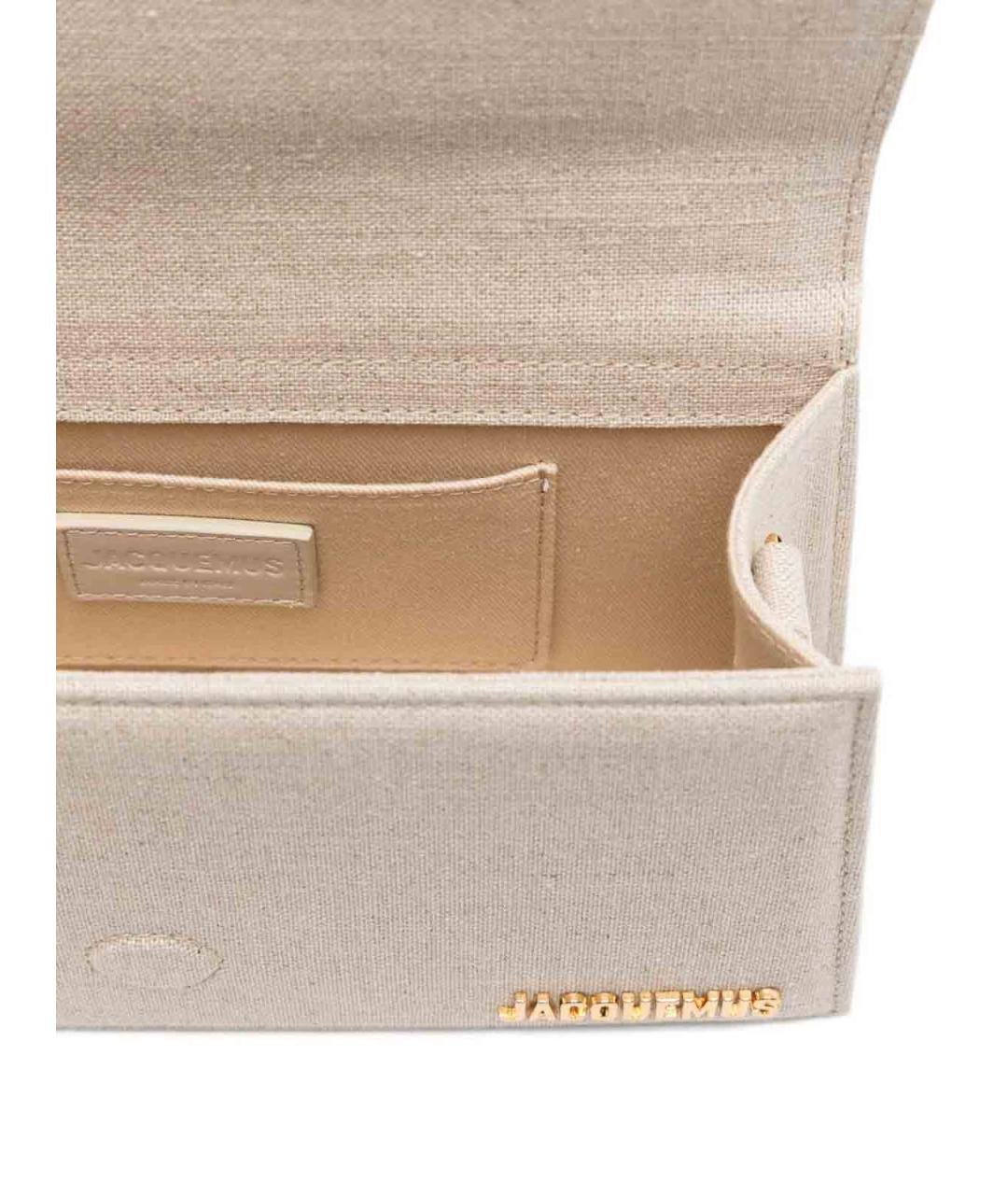 JACQUEMUS Бежевая тканевая сумка с короткими ручками, фото 4