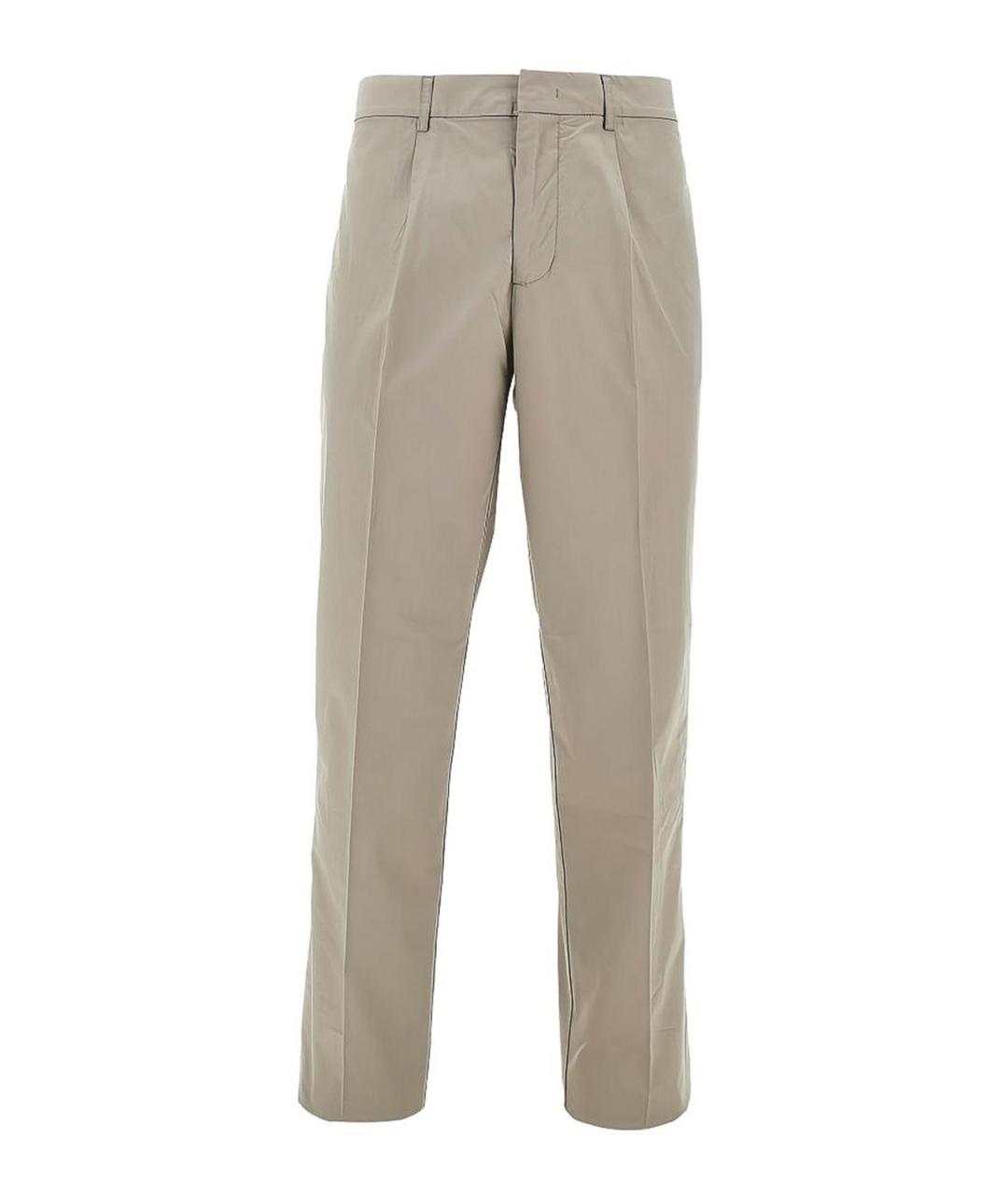 EMPORIO ARMANI Бежевые хлопковые повседневные брюки, фото 1