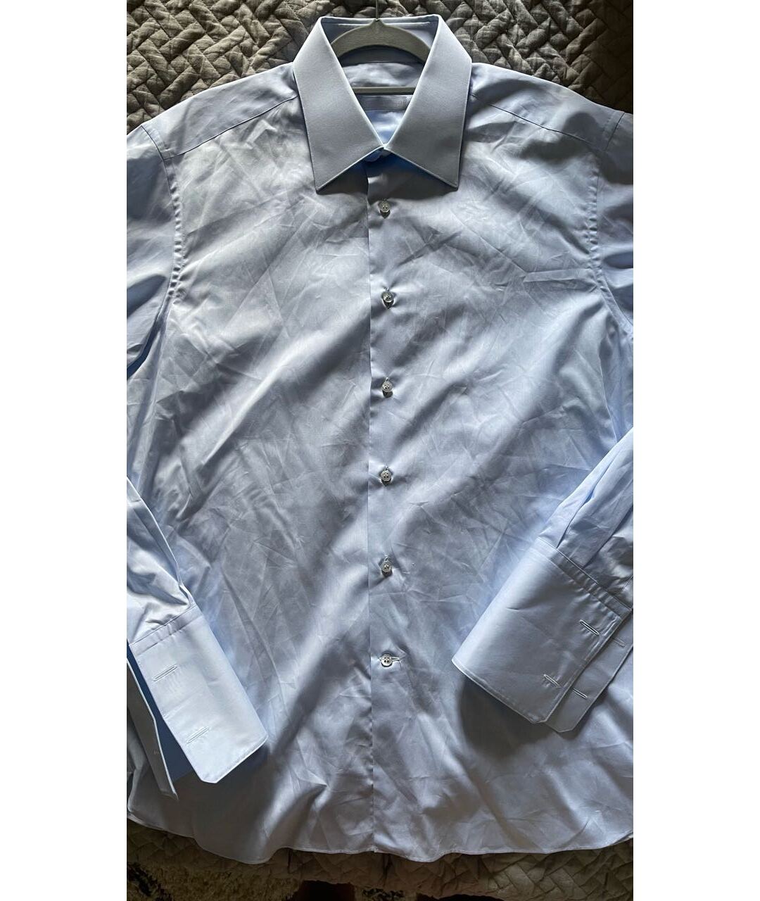STEFANO RICCI Голубая хлопковая классическая рубашка, фото 4