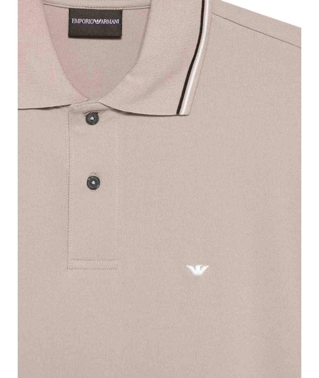 EMPORIO ARMANI Серое хлопковое поло с коротким рукавом, фото 3