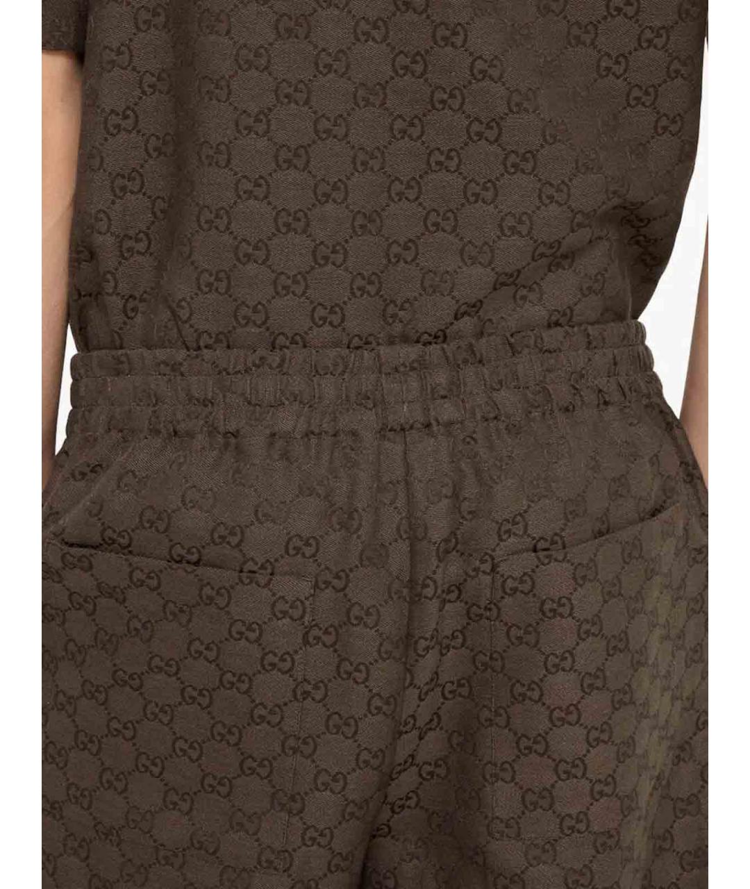 GUCCI Коричневые полиэстеровые шорты, фото 4