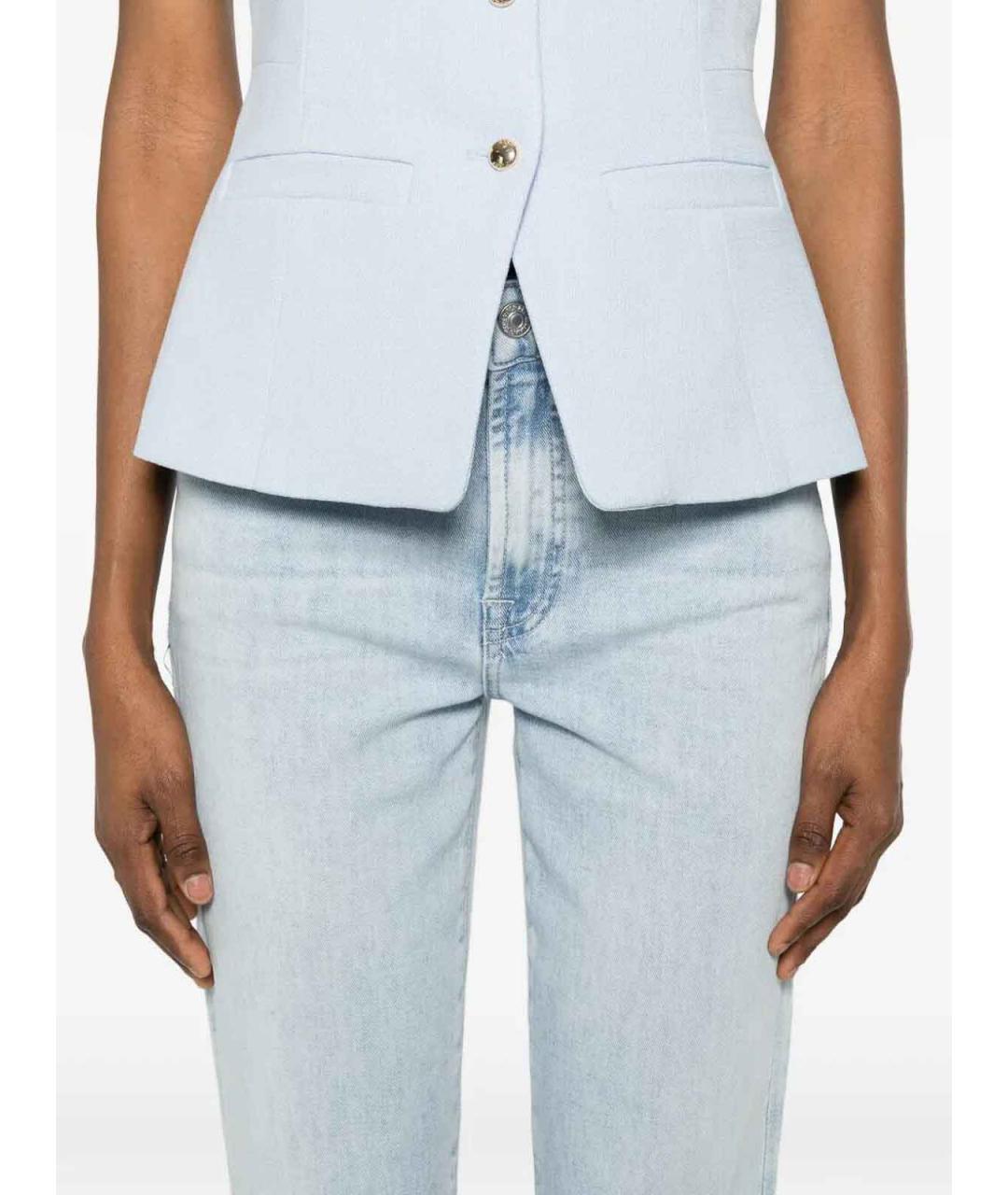7 FOR ALL MANKIND Голубые хлопковые джинсы клеш, фото 3