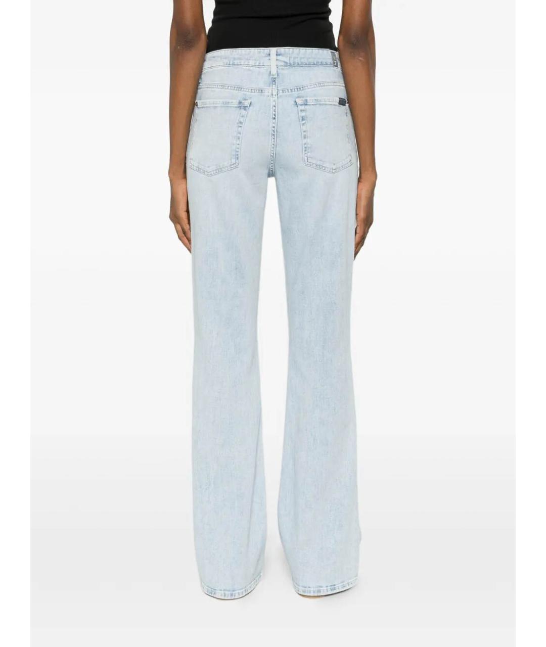 7 FOR ALL MANKIND Голубые хлопковые джинсы клеш, фото 4