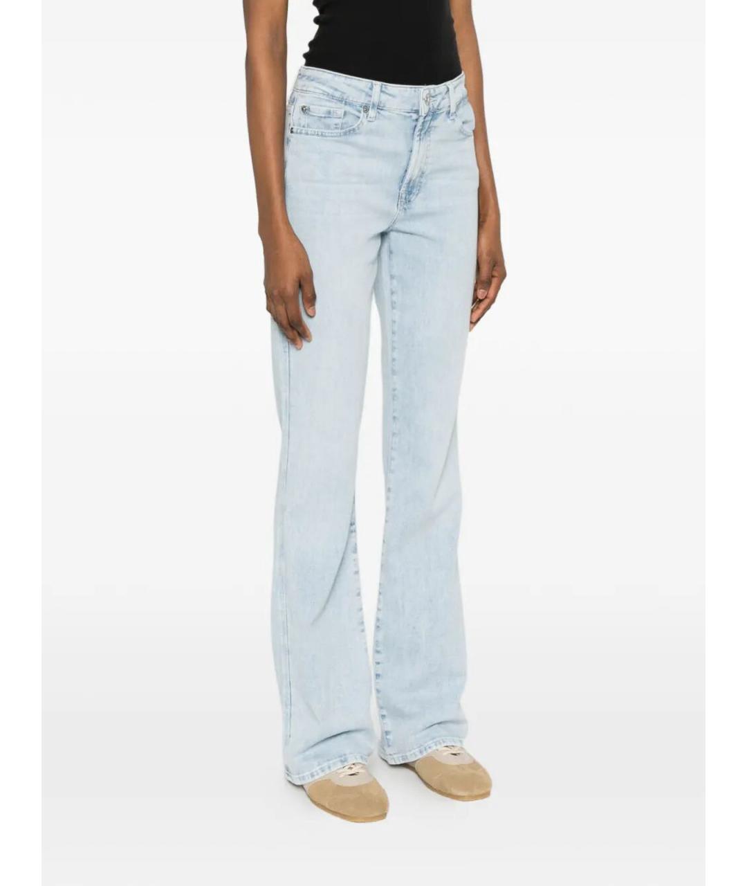 7 FOR ALL MANKIND Голубые хлопковые джинсы клеш, фото 5
