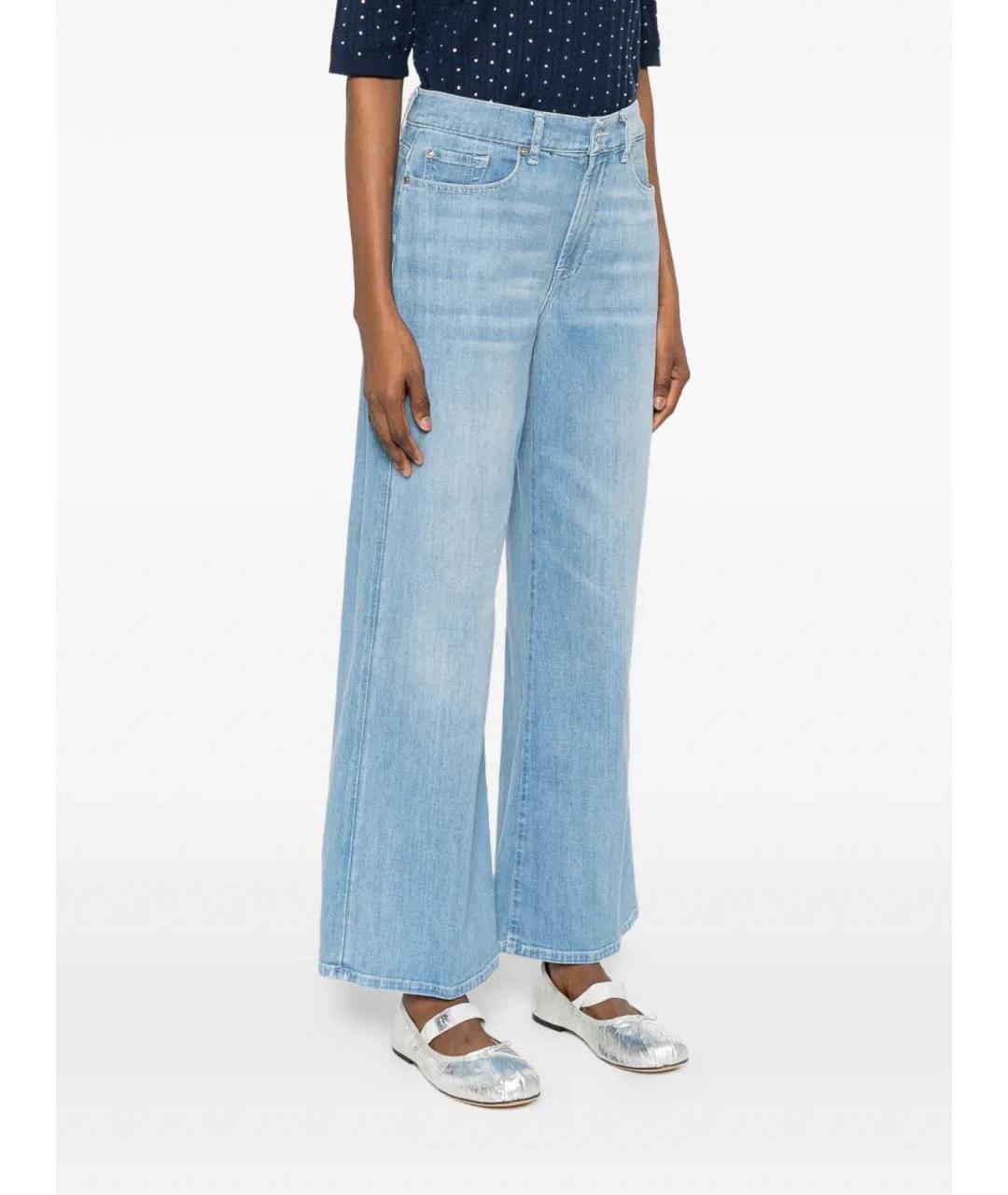 7 FOR ALL MANKIND Голубые хлопковые прямые джинсы, фото 3