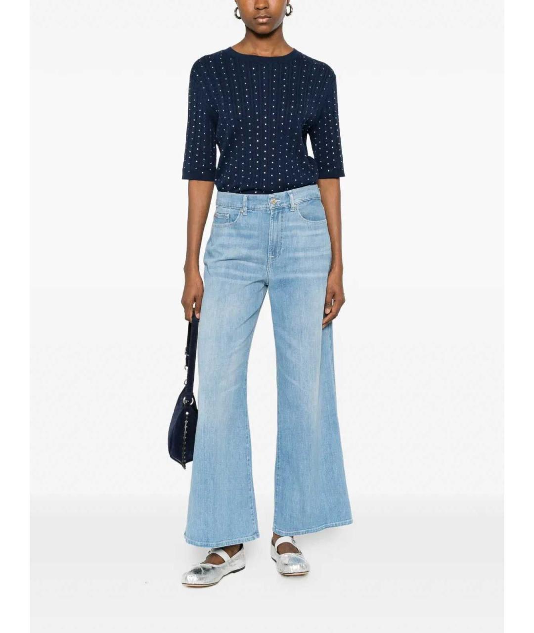7 FOR ALL MANKIND Голубые хлопковые прямые джинсы, фото 2