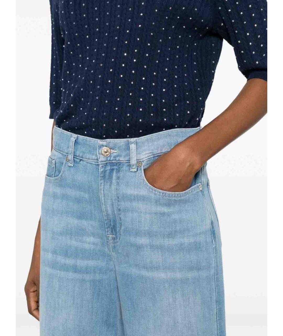 7 FOR ALL MANKIND Голубые хлопковые прямые джинсы, фото 4