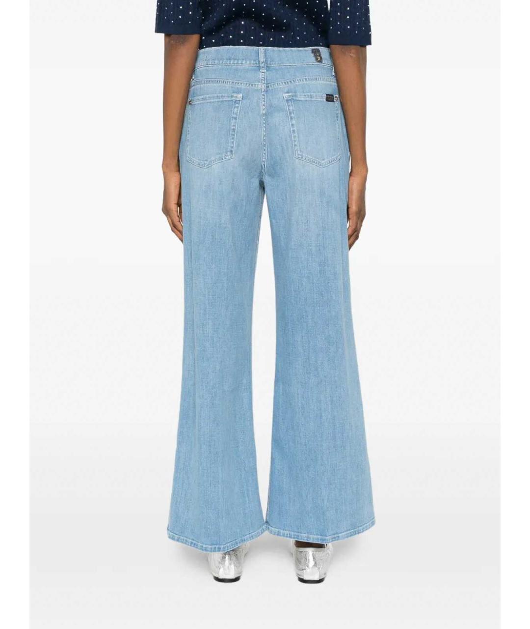 7 FOR ALL MANKIND Голубые хлопковые прямые джинсы, фото 5