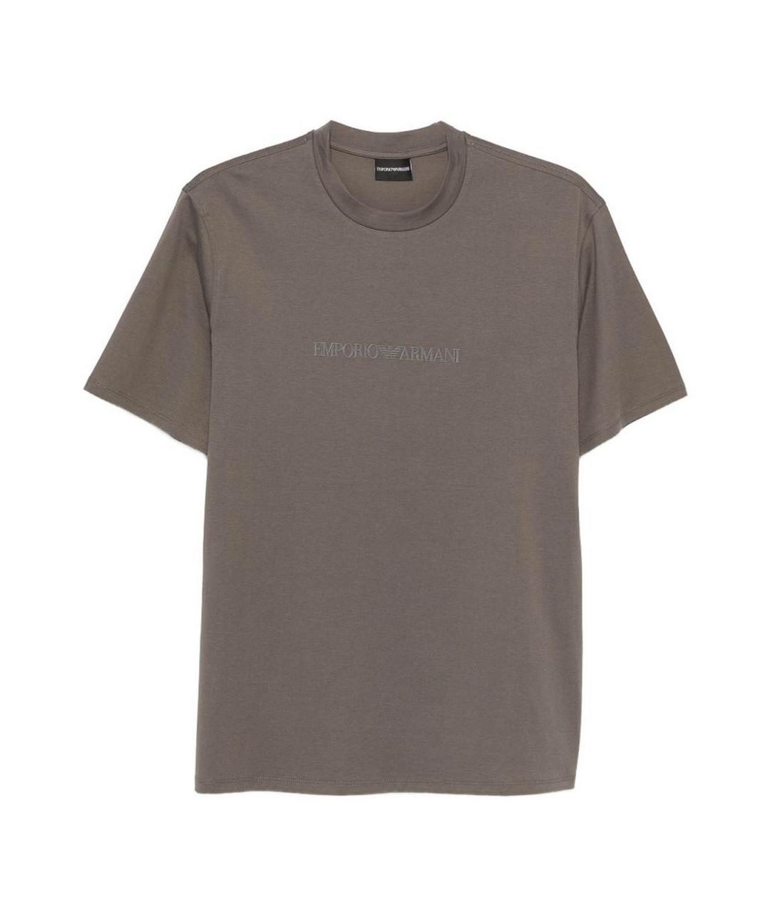 EMPORIO ARMANI Коричневая хлопковая футболка, фото 1