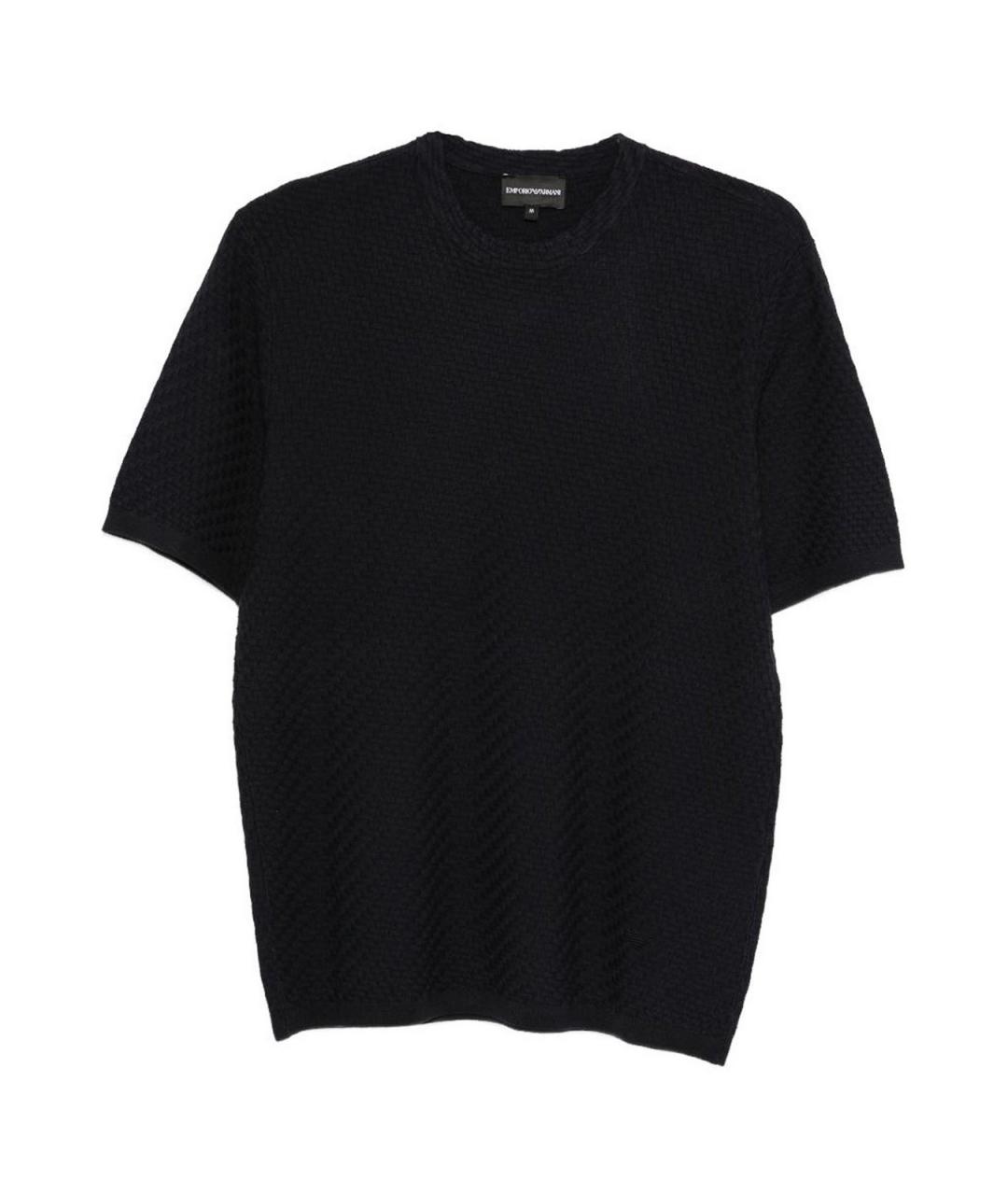 EMPORIO ARMANI Темно-синяя вискозная футболка, фото 1