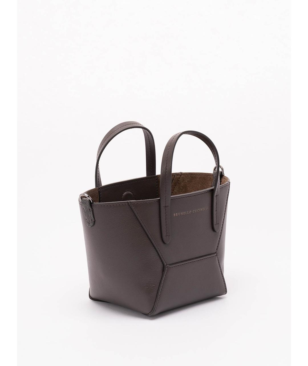 BRUNELLO CUCINELLI Коричневая кожаная сумка тоут, фото 4