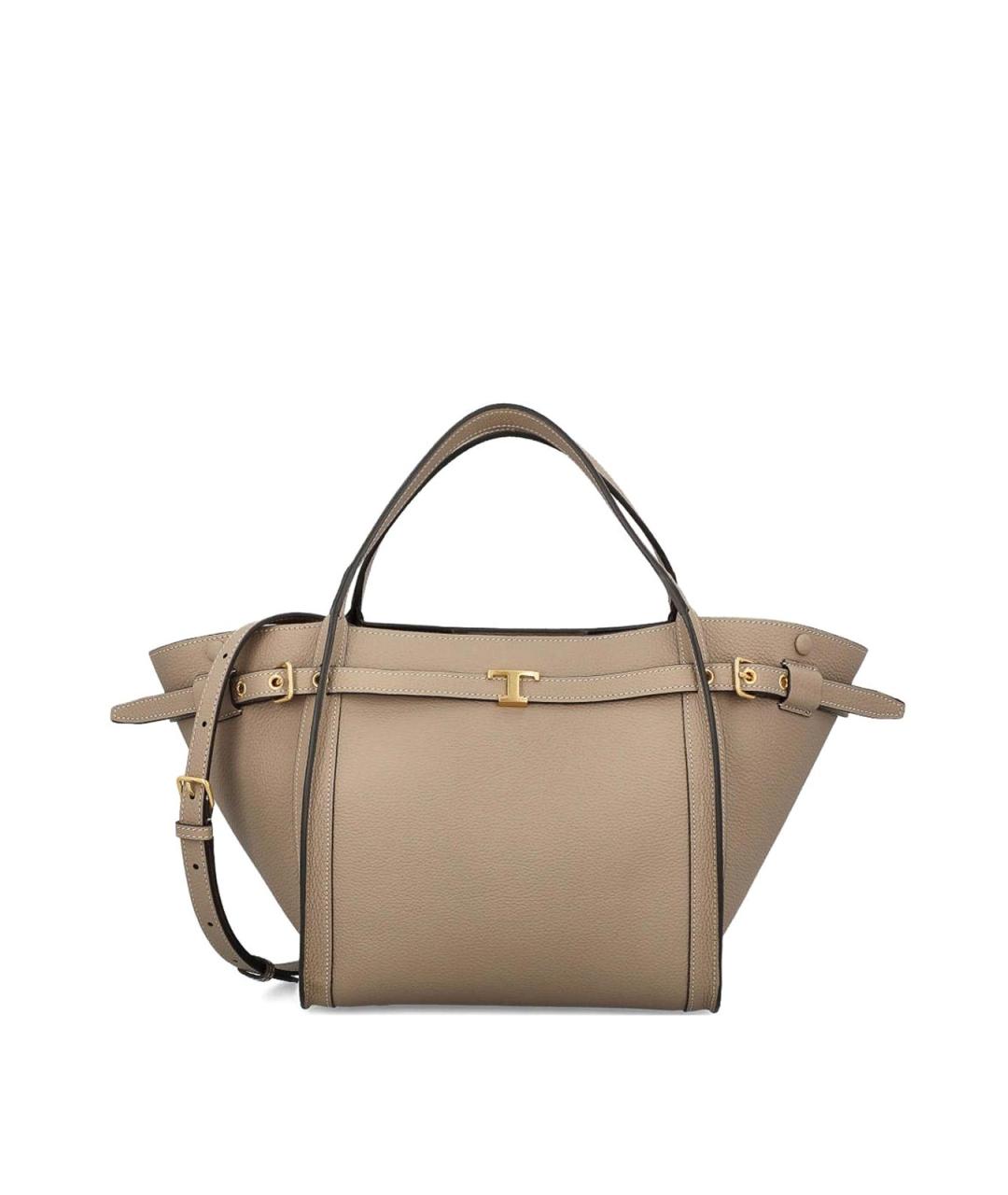 TOD'S Бежевая кожаная сумка тоут, фото 1