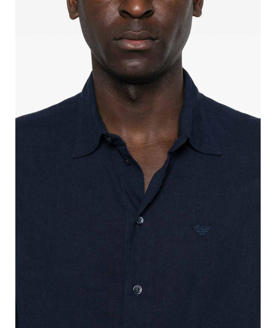 EMPORIO ARMANI Синяя хлопковая классическая рубашка, фото 5