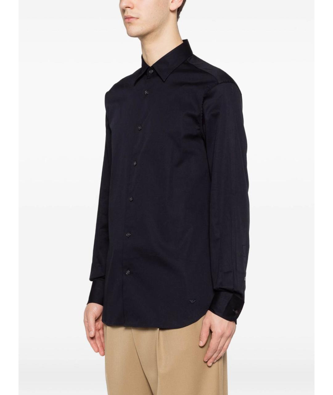 EMPORIO ARMANI Синяя хлопковая классическая рубашка, фото 2