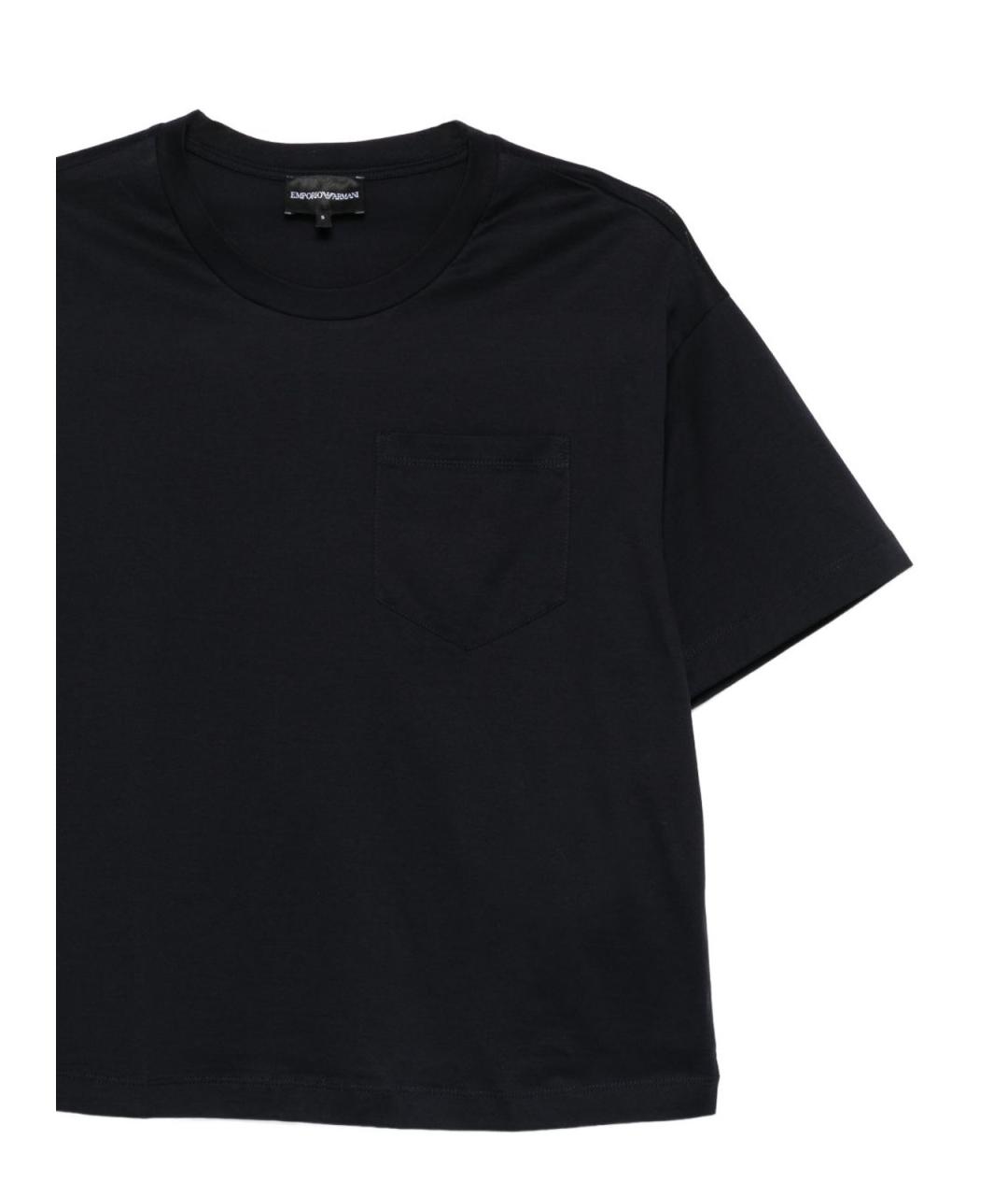 EMPORIO ARMANI Темно-синяя хлопковая футболка, фото 3