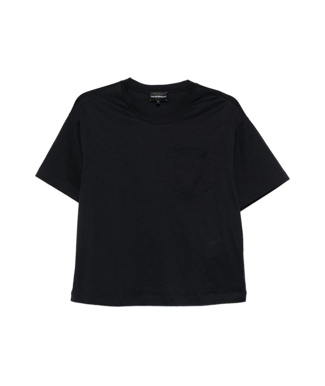 EMPORIO ARMANI Темно-синяя хлопковая футболка, фото 1